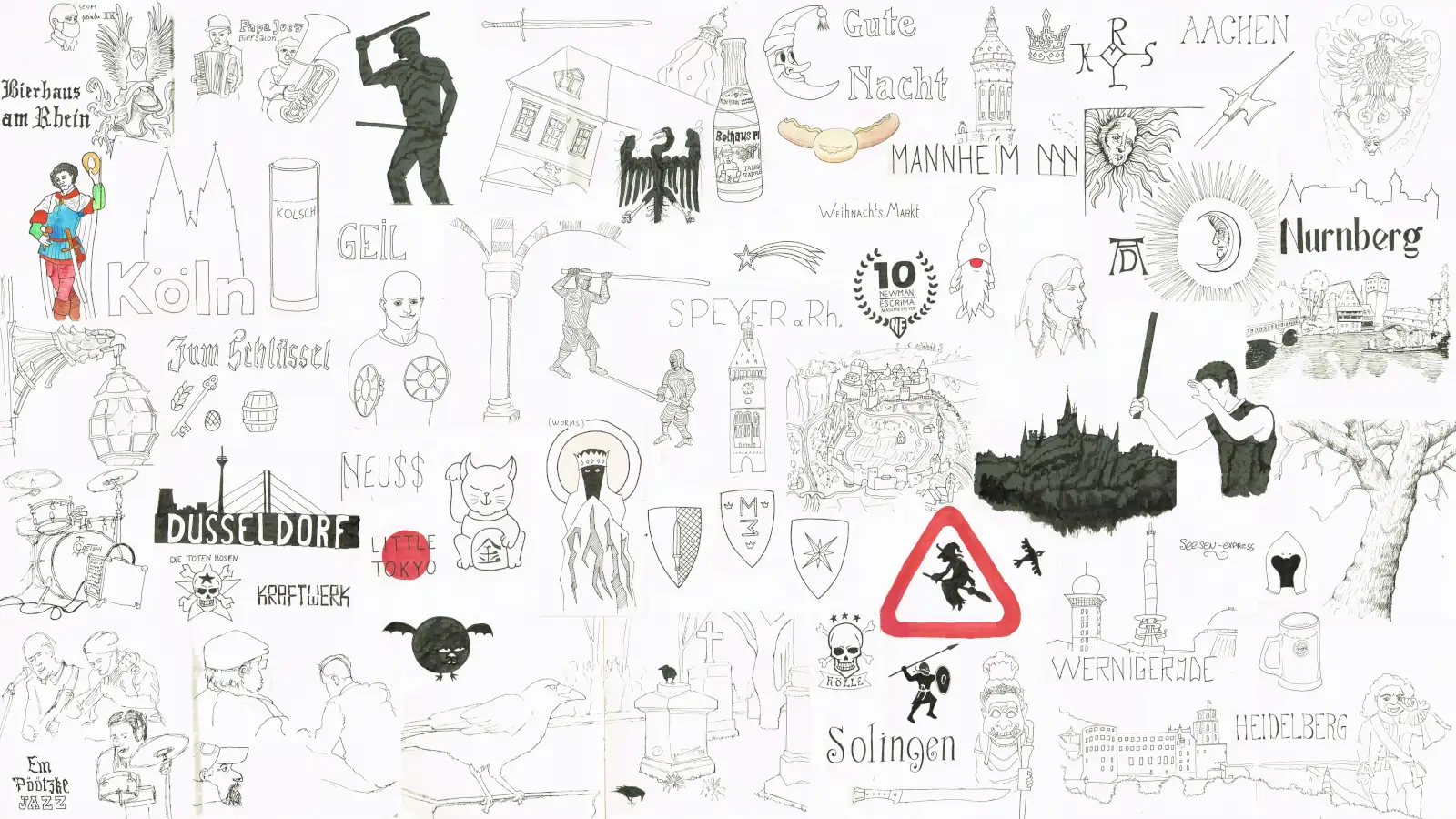 Sketching in Germany, Köln, Dusseldorf, Speyer, Solingen, Wernigerode, Nurnberg