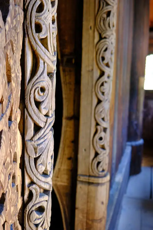 Oslo, Norway Stavkirke Door woodwork