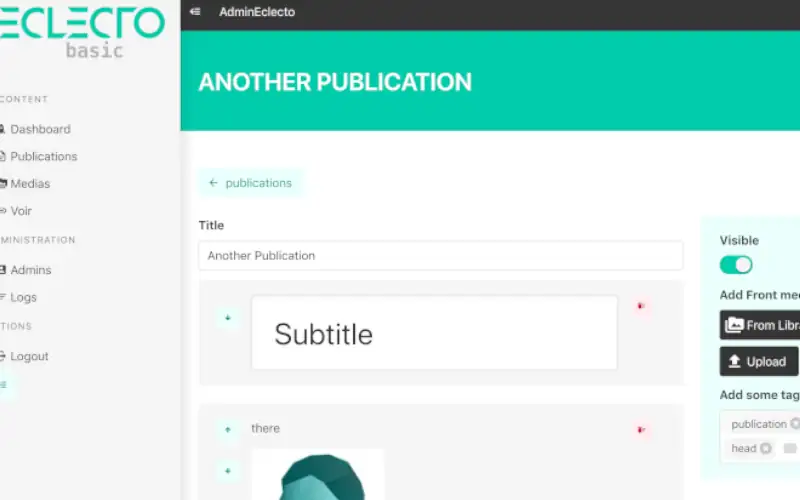 eclecto admin interface