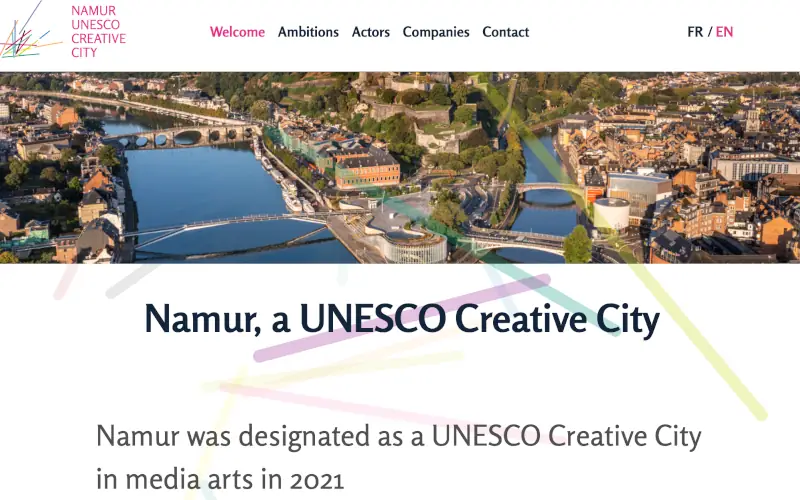 Website for Namur UNESCO Creative City in media arts