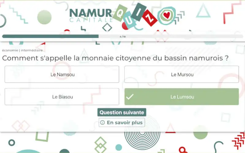 printscreen namur capitale quiz website